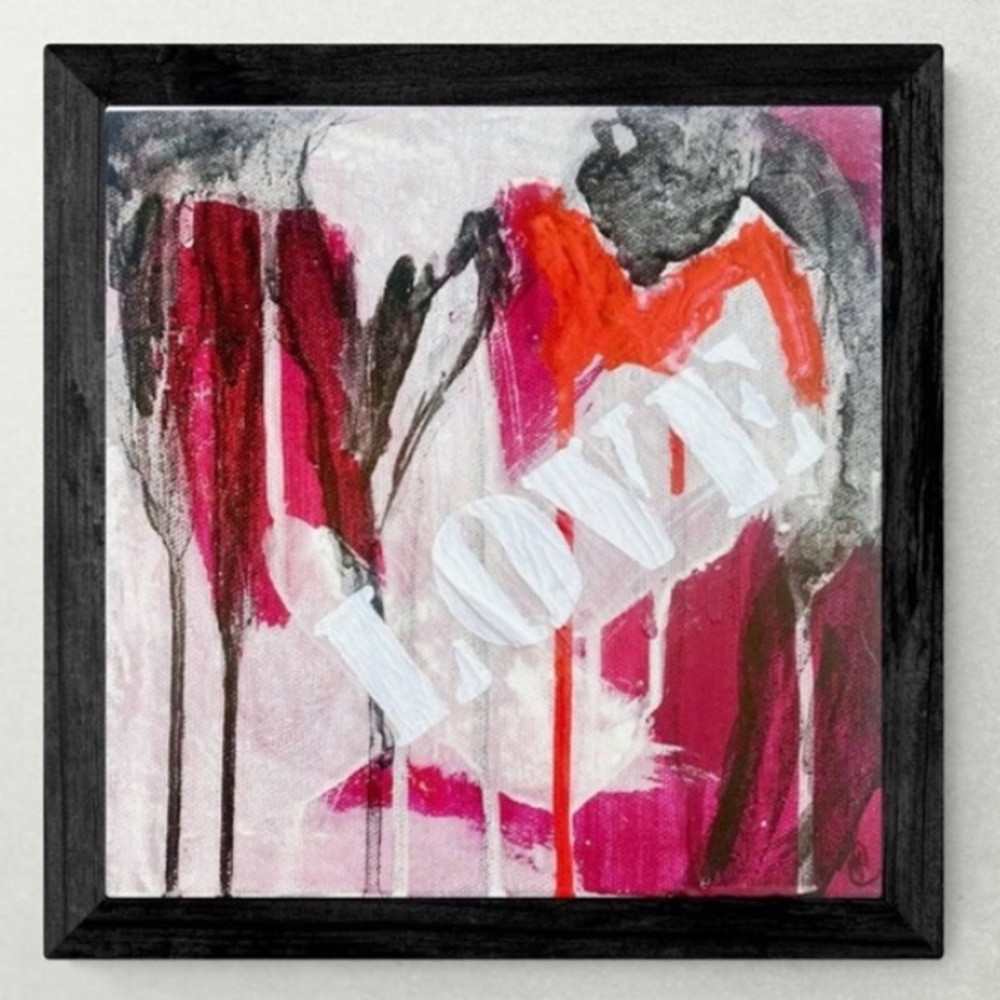 Contemporary Love Painting, Original Abstract Handmade Pretty Artwork, 8"x8"